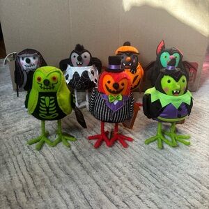 Set of 7! Featherly Friends Felt Birds Halloween Figurines Hyde & EEK 2024